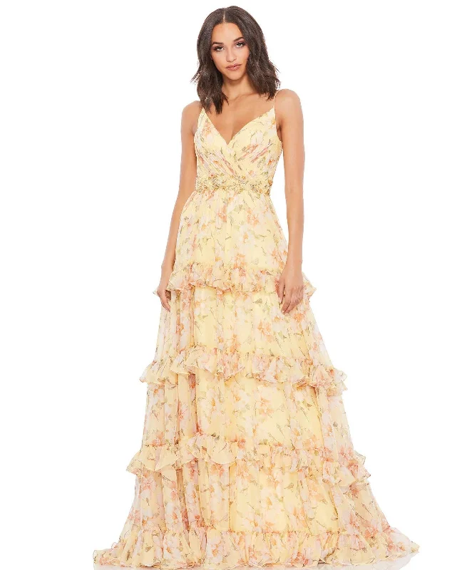 women's off-the-shoulder dressesMac Duggal 67794 Long Floral Chiffon Prom Dress