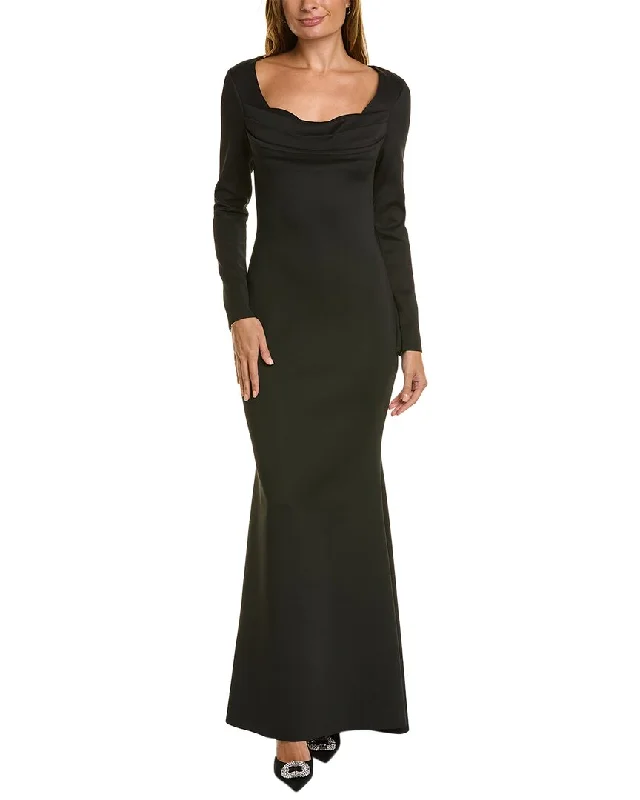 women's party dressesBadgley Mischka Pleated Column Gown