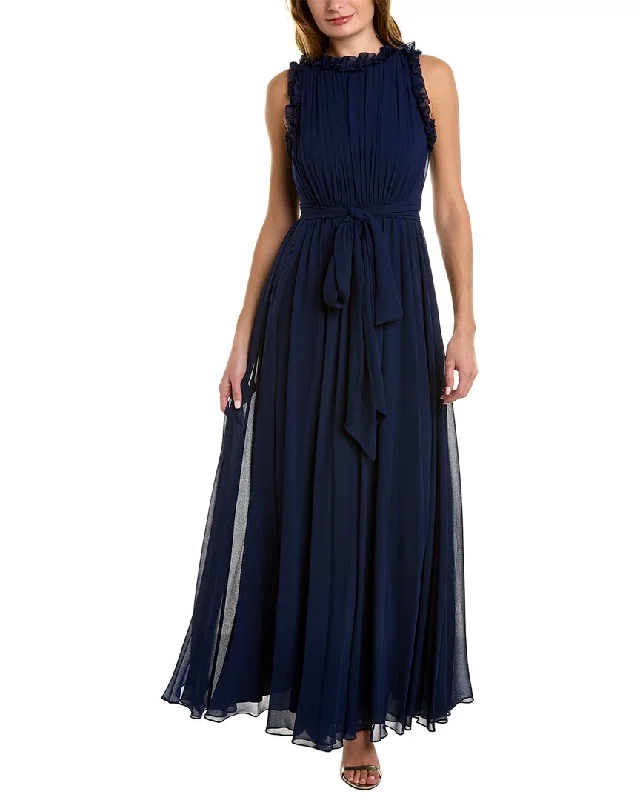 women's A-line dressesBadgley Mischka Ruffle Trim Gown