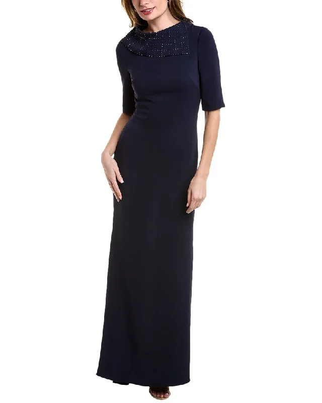 women's stretchy dressesBadgley Mischka Twinkle Collar Gown