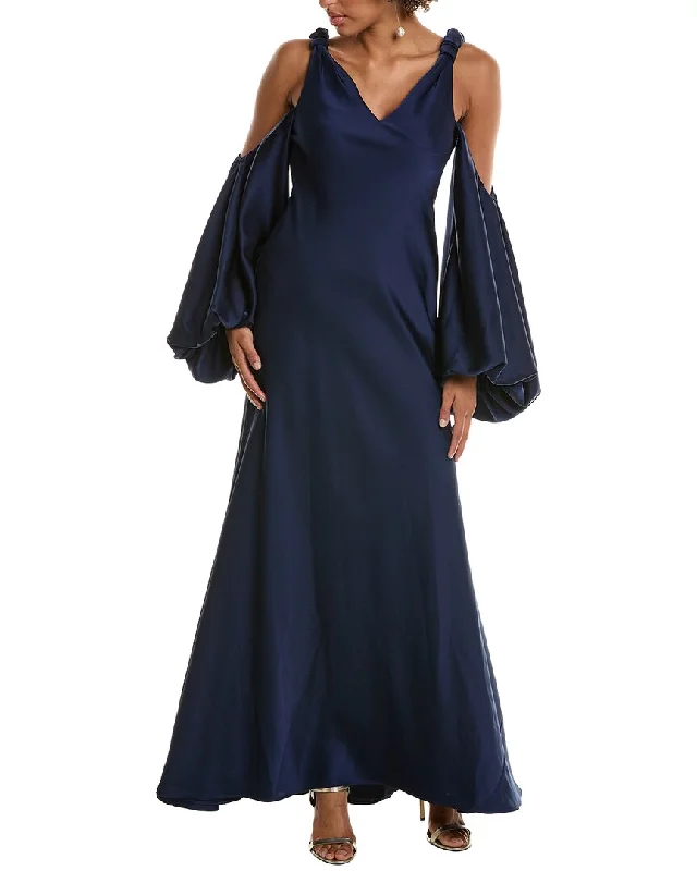 women's flutter-sleeved dressesHalston Binnie Gown